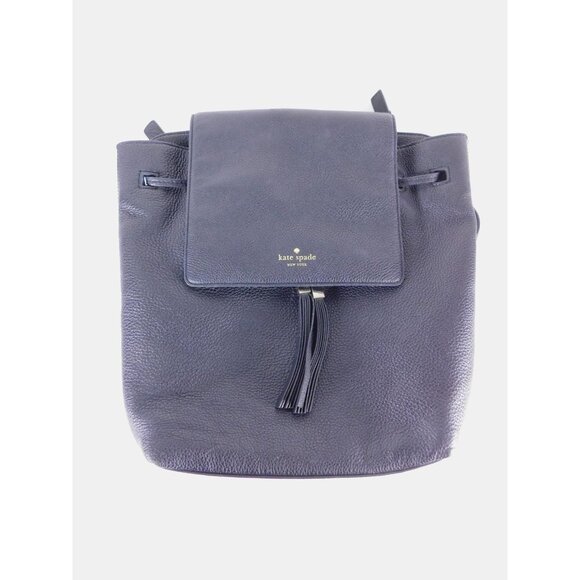 Kate Spade Backpack Womens Large Navy Leather Tassel Magnetic Flap Drawstring